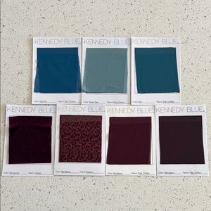 Teal and Burgundy Fabric Swatches with Textured Finish